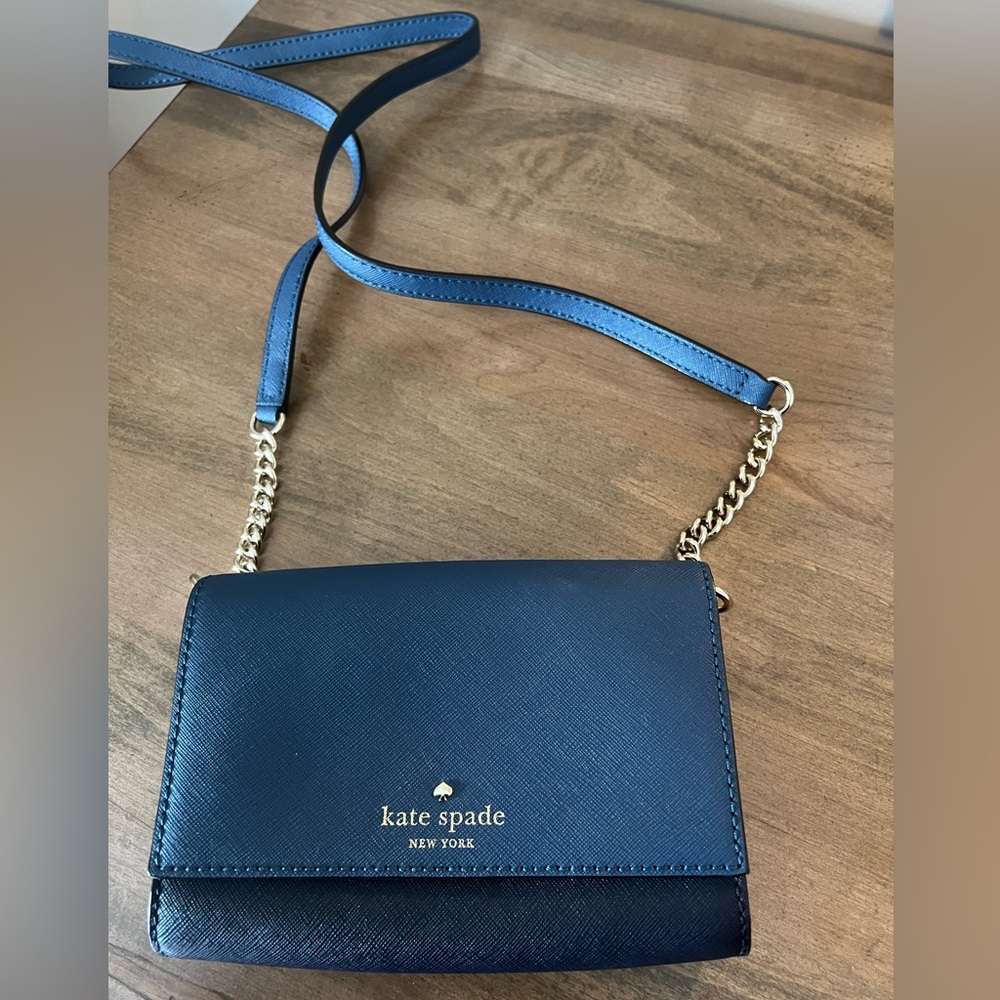 Kate Spade Midnight Blue Crossbody with Gold Chain